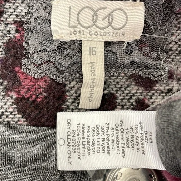 LOGO by Lori Goldstein Jacket Women's 16 Plus Grey Pink Cheetah Print - Picture 12 of 14